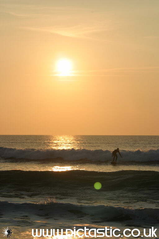 Sunset at widemouth bay in Cornwall